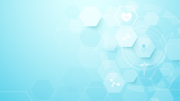 Blue background with icons