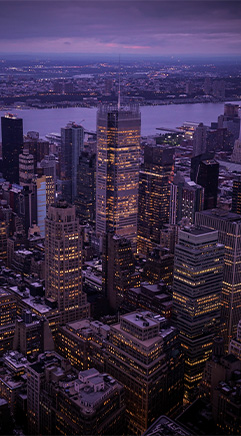 US city scape at night