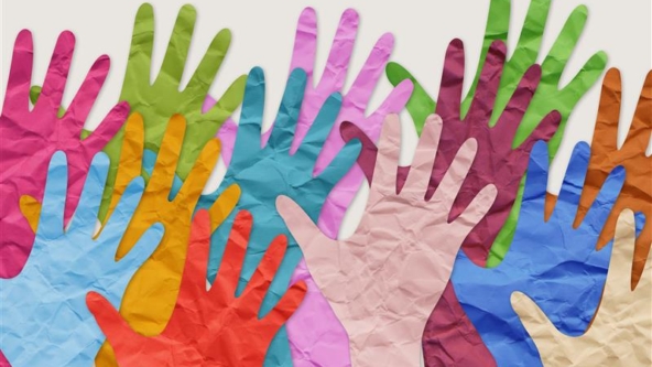 Different coloured hands graphic